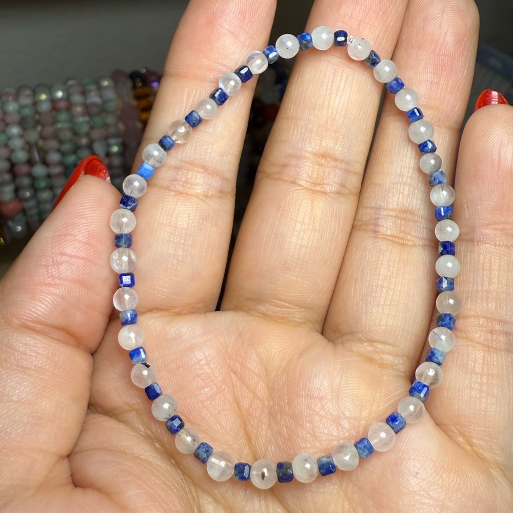 ✨ Dainty Moonstone & Lapis Lazuli Bracelet ✨ - Picture 3 of 3